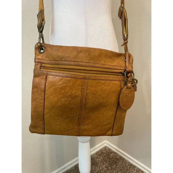 Fossil Brown Distressed Hobo Crossbody - Picture 5 of 6